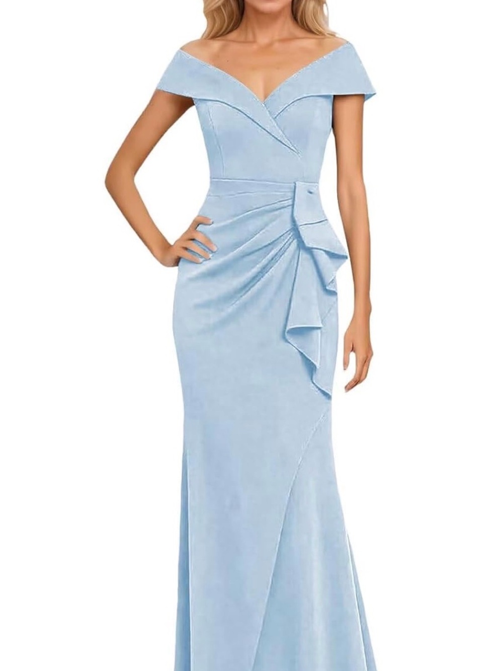 Off-Shoulder Light Blue Evening Gown-  mother of the bride or groom-never worn